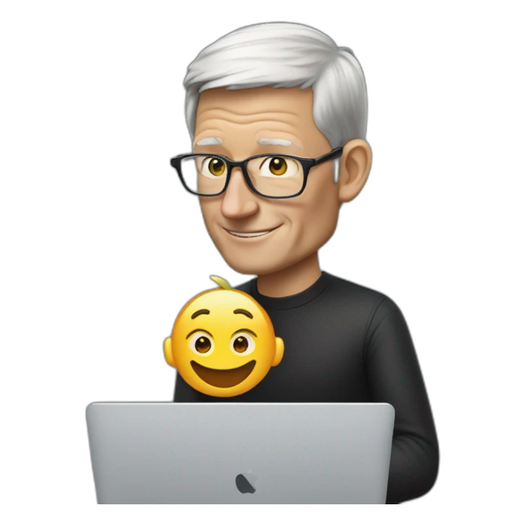 tim cook with a macbook pro sticker