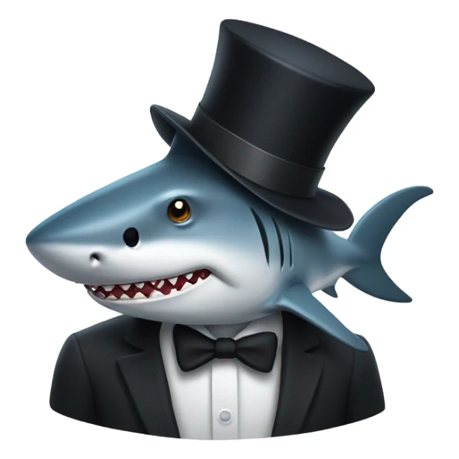 Shark with a top hat sticker