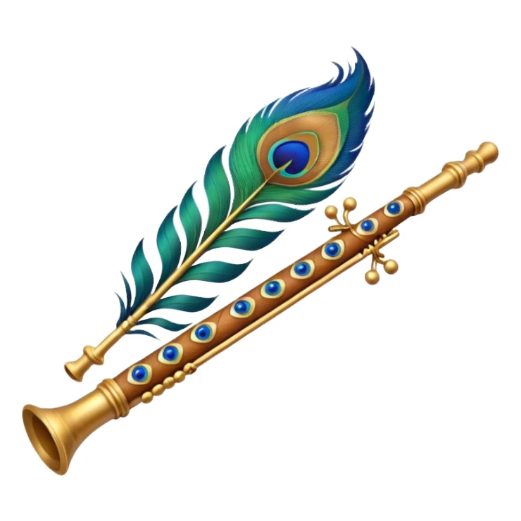Krishna's flute with peacock feather  sticker