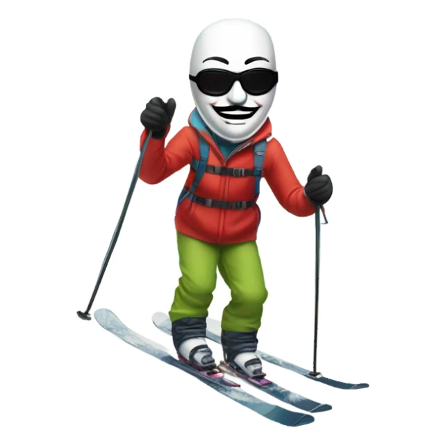 Guy Fawkes skiing sticker
