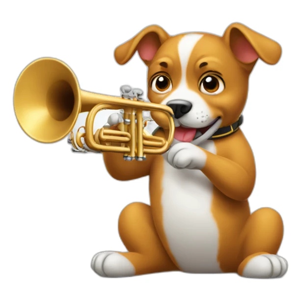 Dog playing trumpet sticker