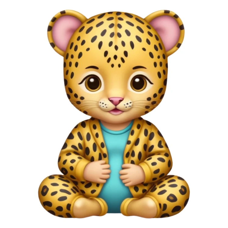 human baby with leopard patterned clothes sticker