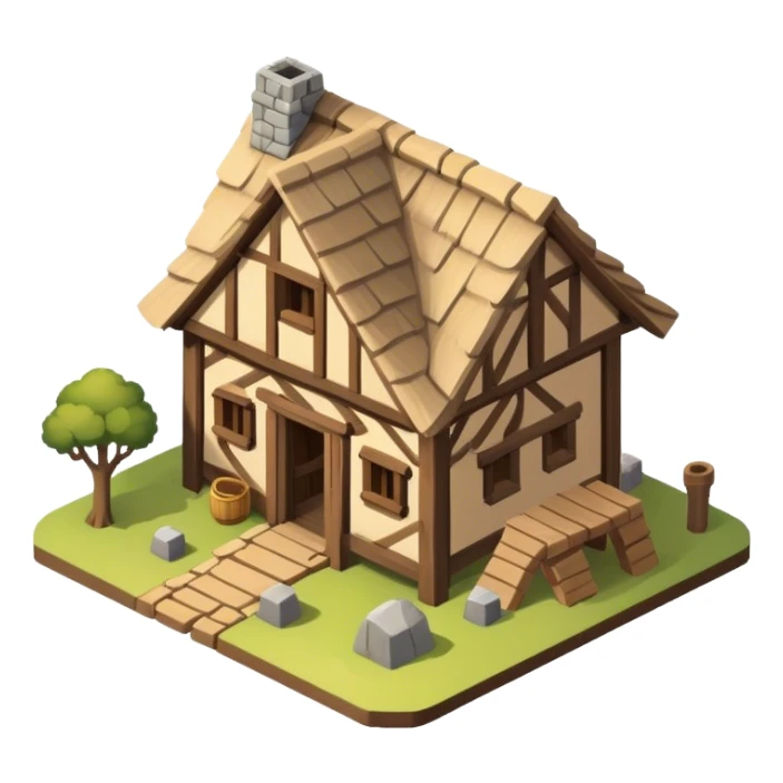 isometric one-story medieval shack sticker