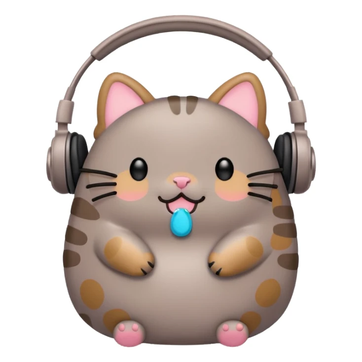 Pusheen with earphones  sticker