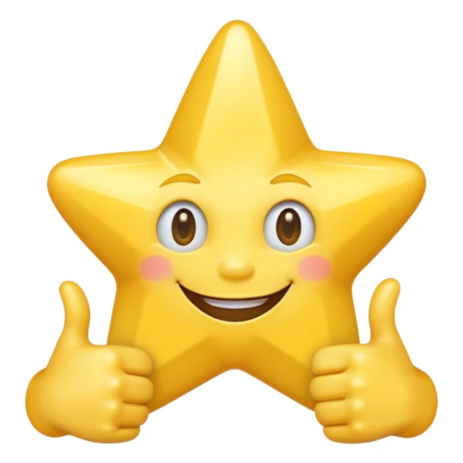 HD a smiling happy star with both hands doing thumbs up  sticker