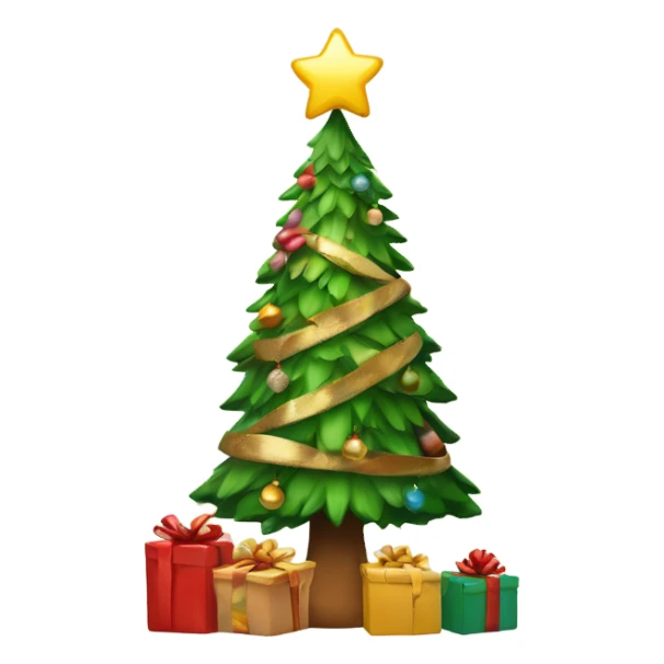 Christmas tree with Christmas presents around the base sticker