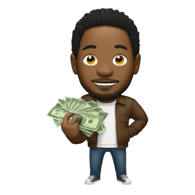 Kendrick Lamar holding money sticker