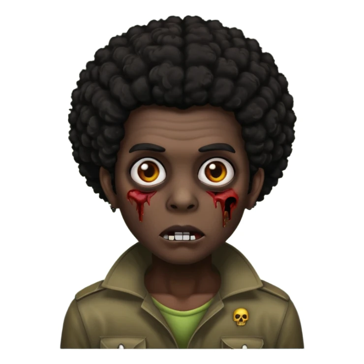 Zombie dark black Afro hair sticker