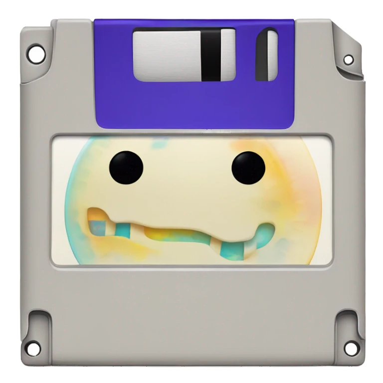 cute Floppy Disk with a Smiley Face – A brightly colored floppy disk scribbled with "Memories." sticker