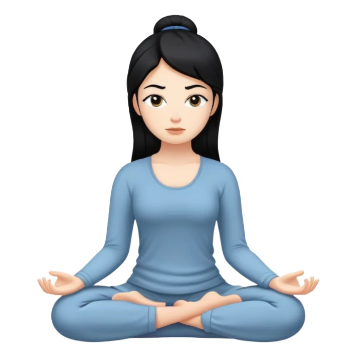 White girl  with black hair meditating sticker