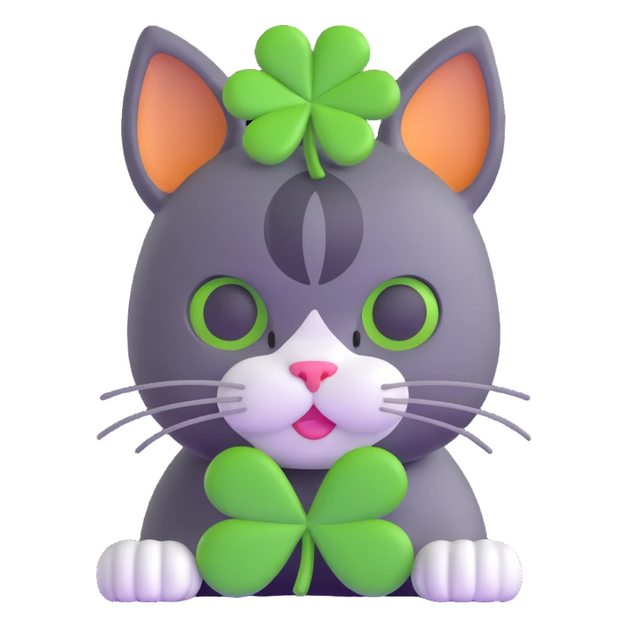 cat with clover on head sticker