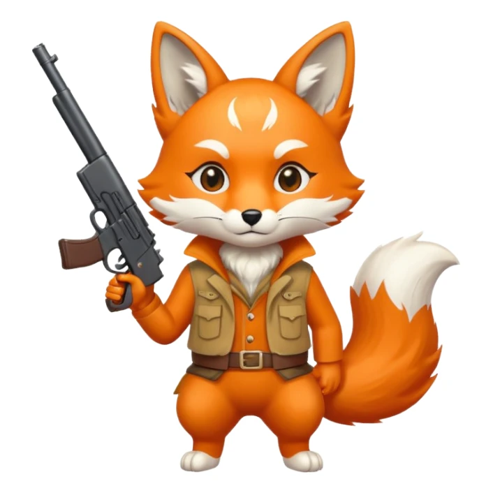 Kitsune holding a gun  sticker