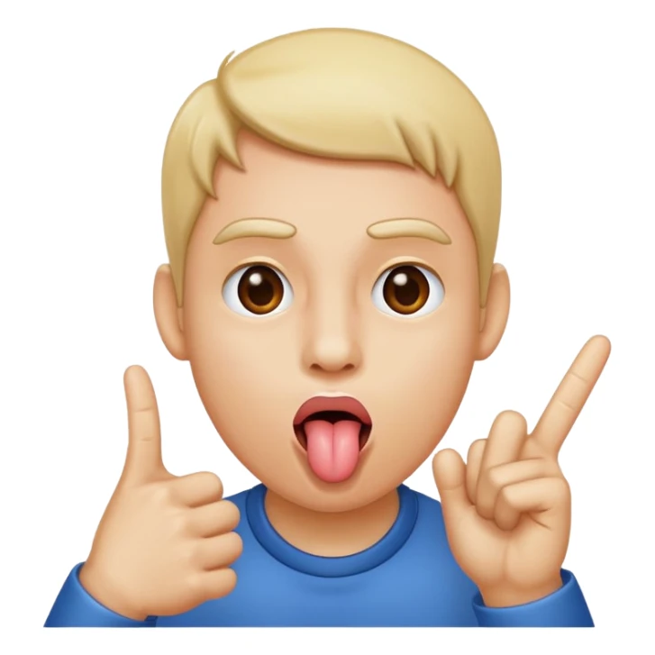 Use 😜 and put✌️on the tongue sticker