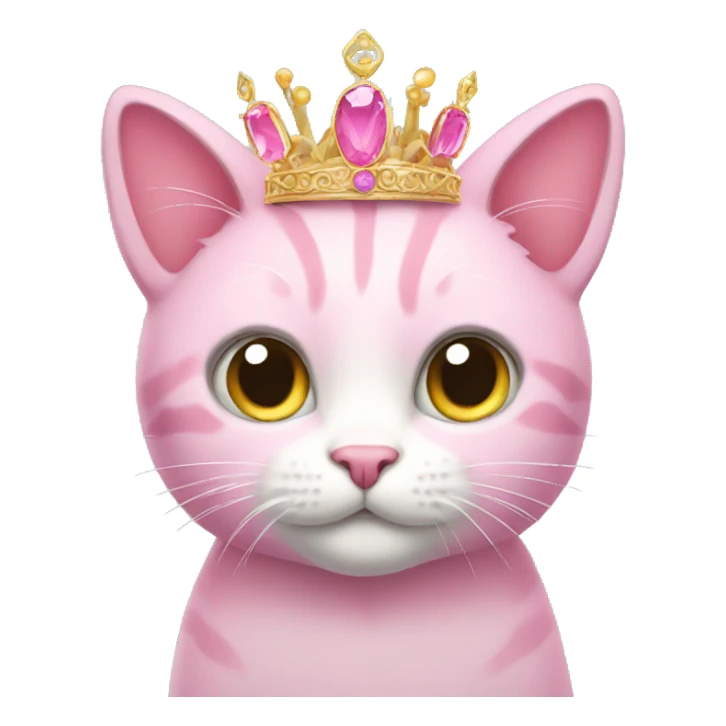pink cat with a tiara sticker