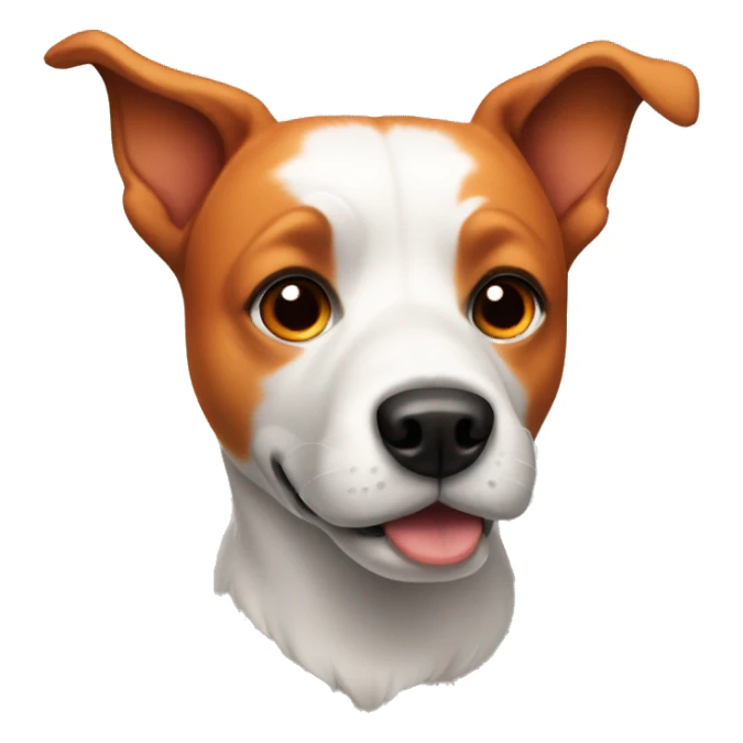 Orange, black, and white dog with pointy ears sticker
