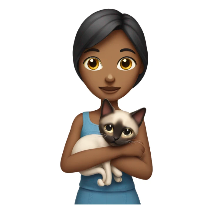 Girl holding Siamese cat sticker