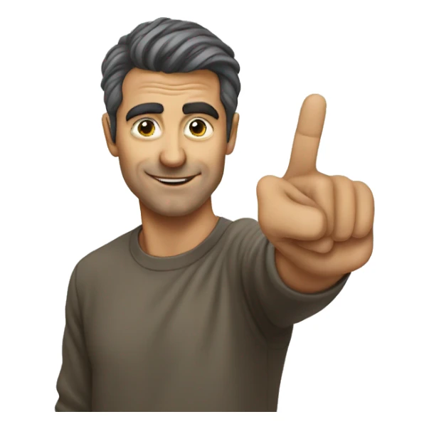 man pointing to is own head sticker