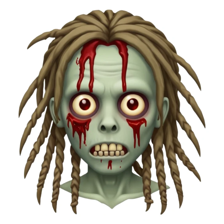 bloody zombie with dreadlocks sticker