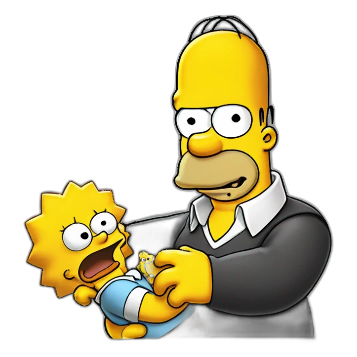 Homer Simpson holding a 11 Bart Simpson ragdoll by it's neck sticker