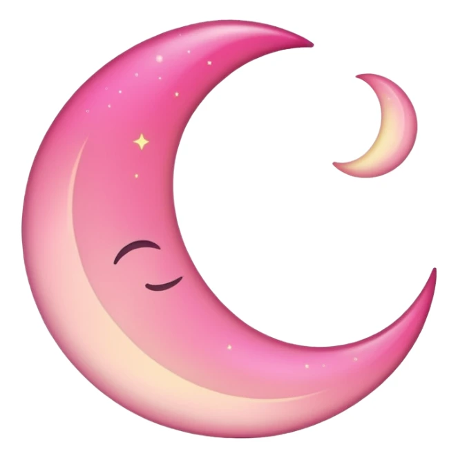 Pink crescent moon no face sticker