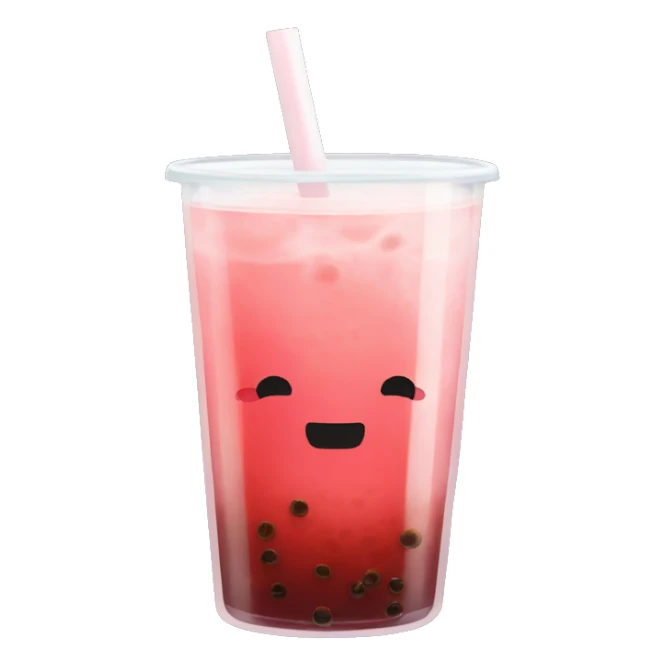 red bubble tea in a glass cup without face sticker
