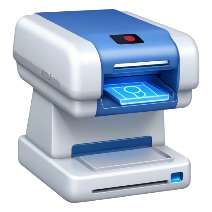 scanner, blue laser, front view sticker