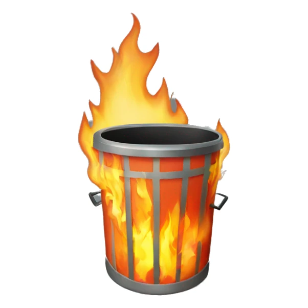 Trashbin on fire  sticker