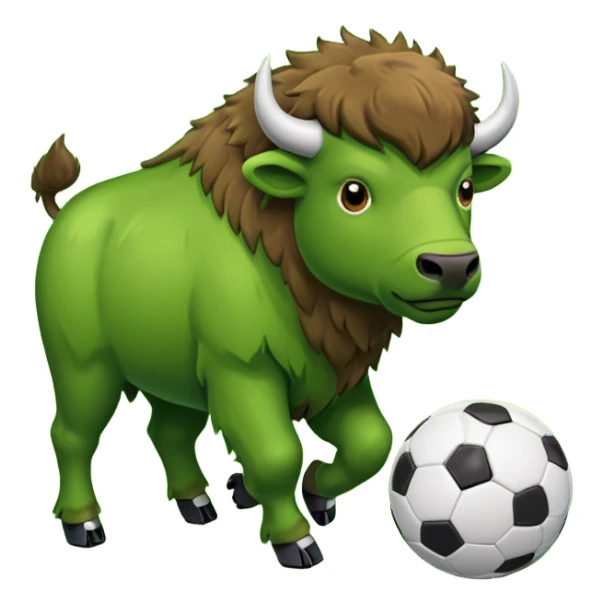 Green bison playing soccer sticker