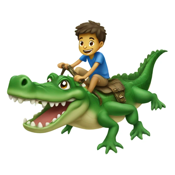 boy flying on crocodile  sticker