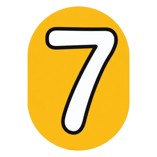 Number 7 on a yellow volumetric background sticker