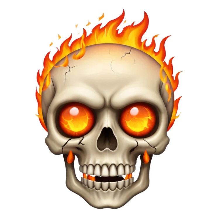 Skull eyes on fire sticker