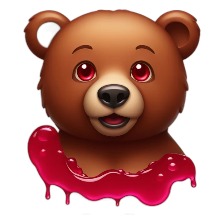 Bear drenched in cherry juice, smirk, red eyes sticker