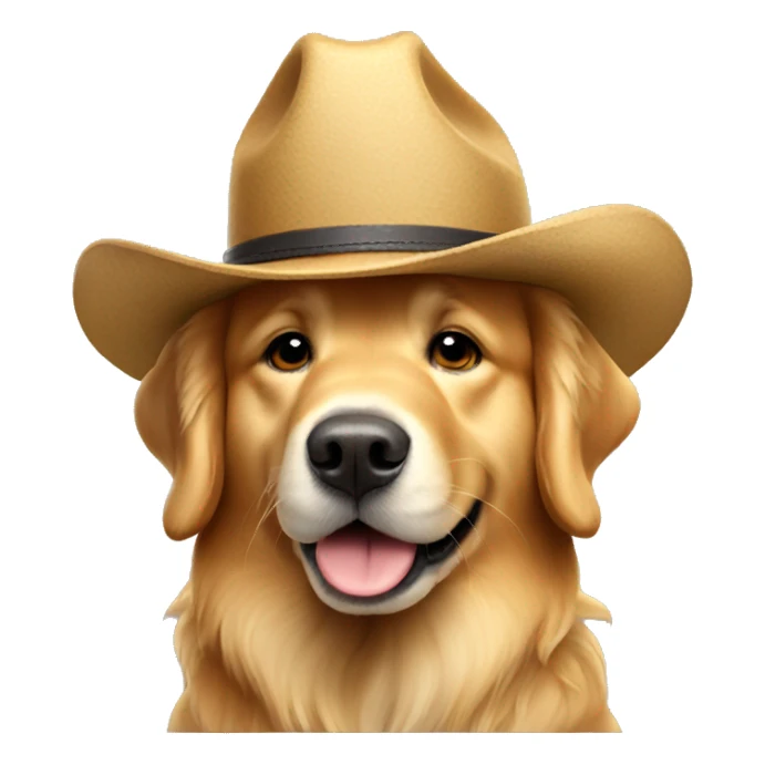 Golden retriever with a Texan hat  sticker