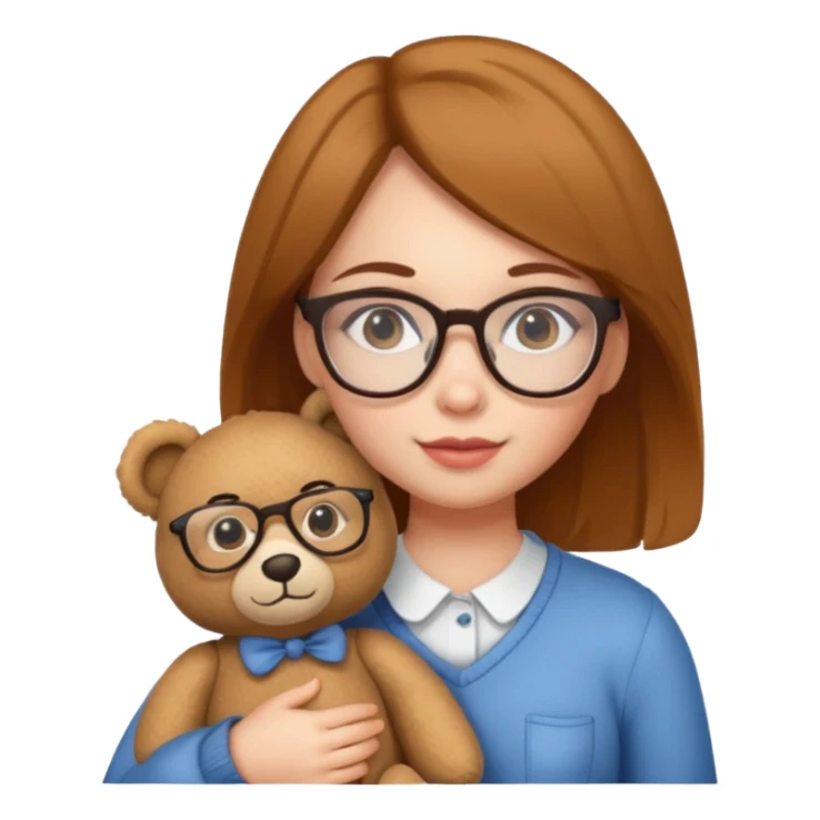 girl glasses with teddy  sticker
