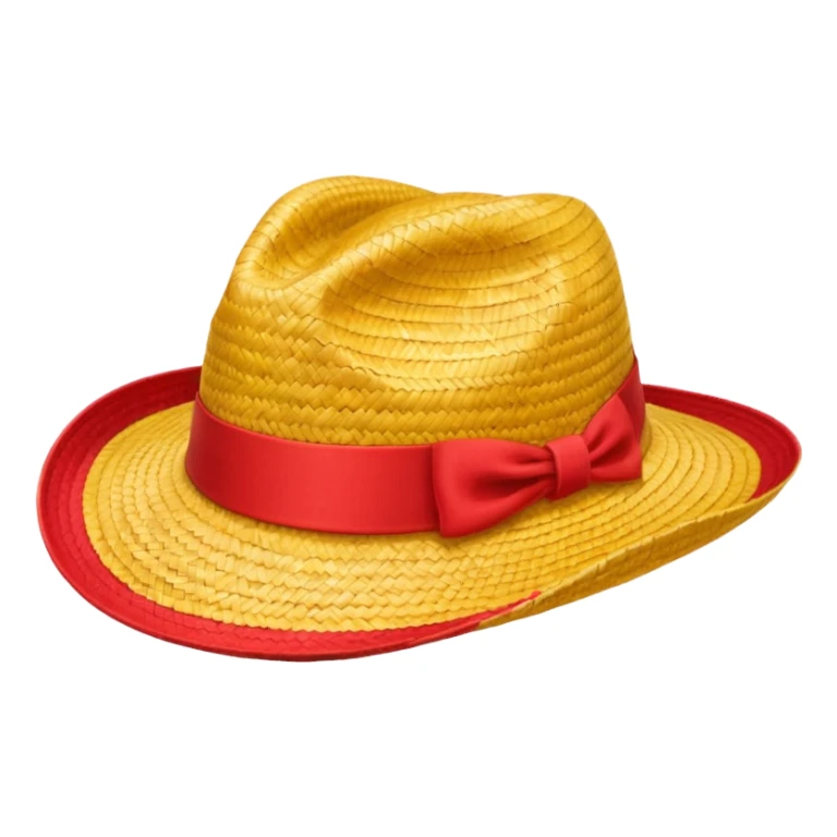Straw hat  yellow and red sticker