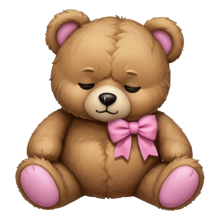 Frowning Sleeping teddy bear wearing pink bow sticker