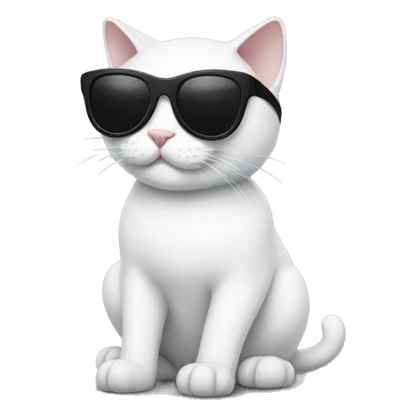 White and black Cat with sunglasses sticker