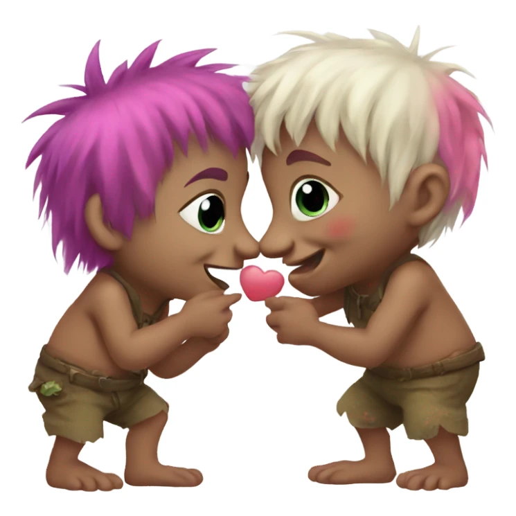 Cute kissing trolls sticker