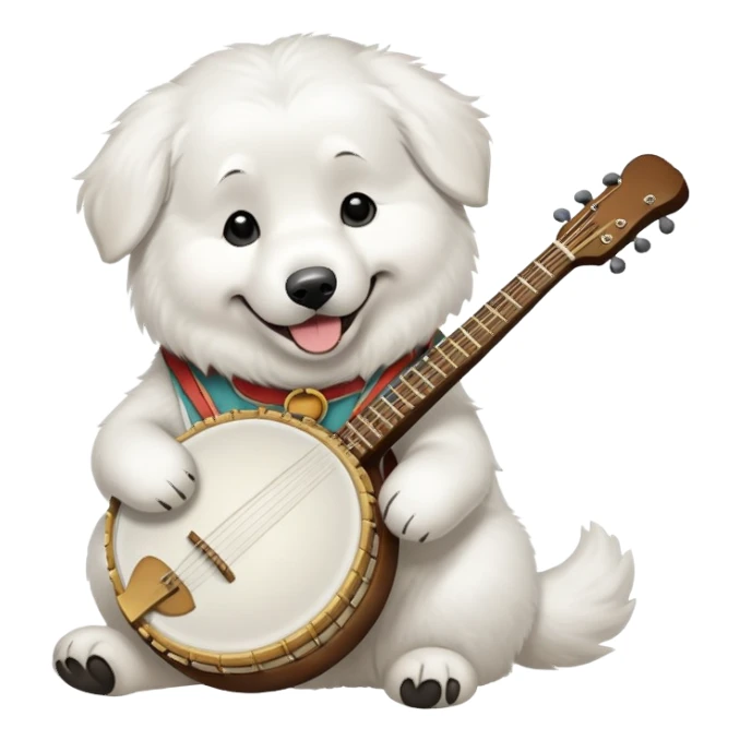 great pyrenees playing the banjo  sticker