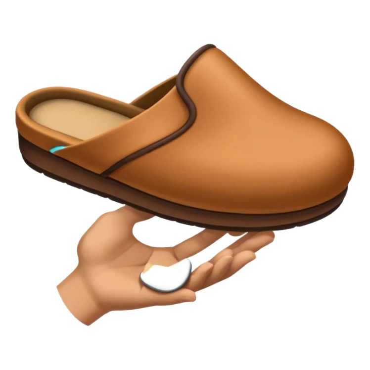 Hand holding a slipper sticker