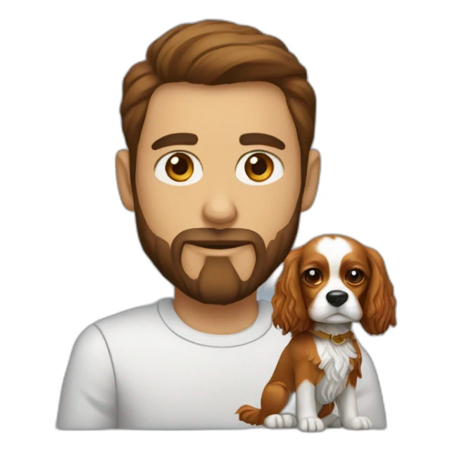 frontend-developer-with-beard-and-cavalier-king-charles-spaniel-dog sticker