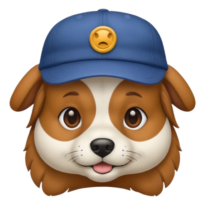 dog wearing a cap sticker