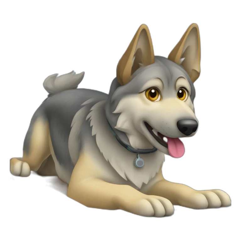 Czechoslovakian wolfdog working on a computer   sticker