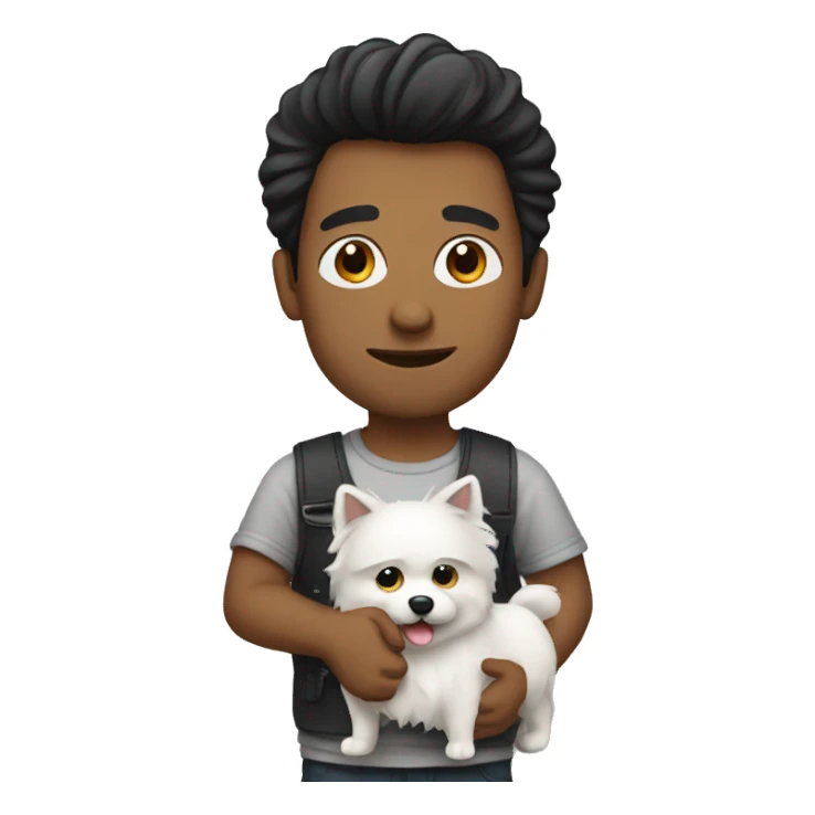 A guy with dark hair is holding a spitz sticker