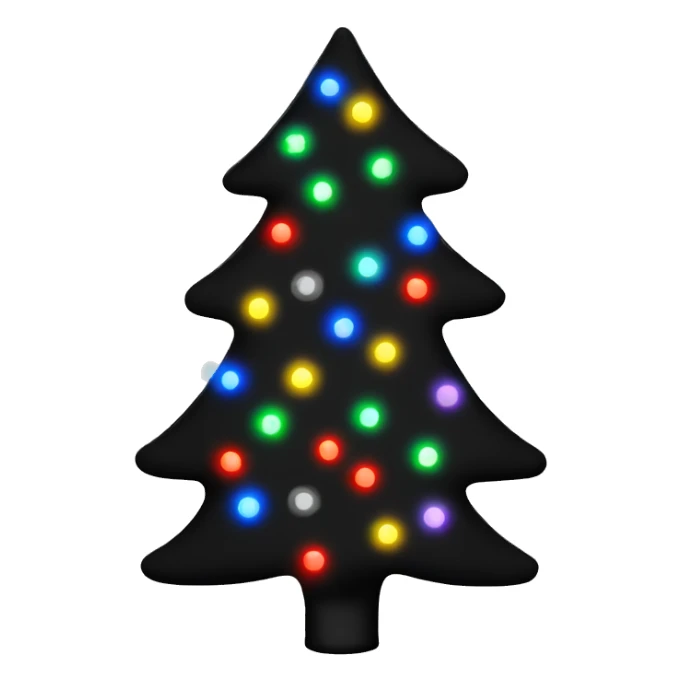 Black Christmas tree with Christmas lights sticker