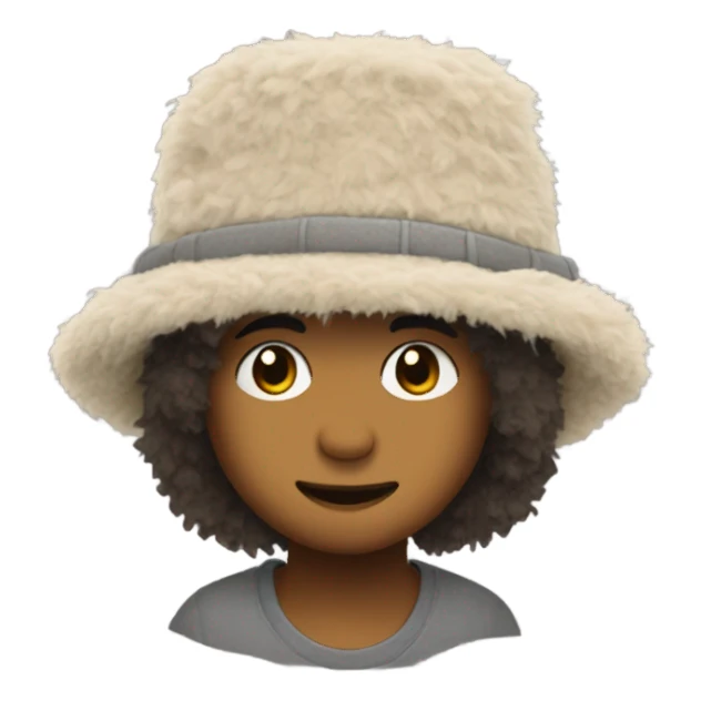 fuzzy shag bucket hat sticker