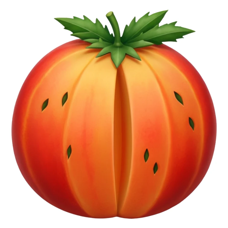 Stenocereus genus fruit without spikes, red, round, without top leafs instead something like a cantaloupe red mark where the fruit was cut sticker