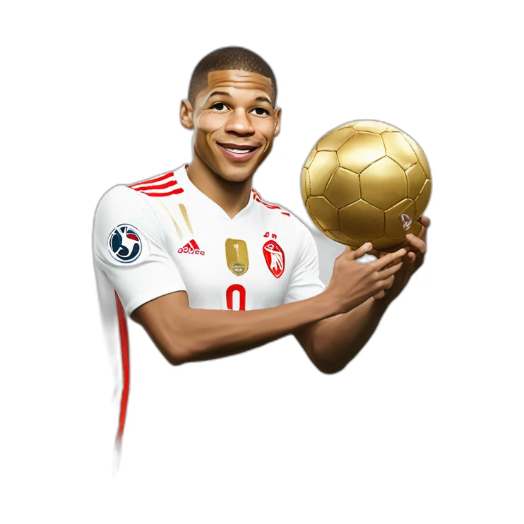 Mbappé tient le ballon d'or sticker