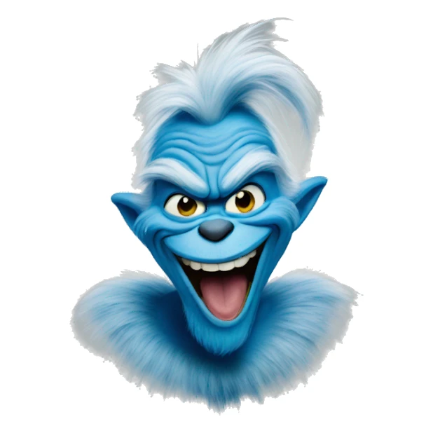 Blue grinch smiling sticker