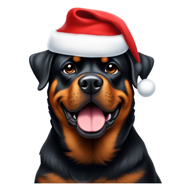 Rottweiler wearing a Santa hat sticker